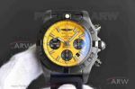 Perfect Replica GF Factory Breitling Yellow Face Chronomat Black Steel Case 44mm Watch